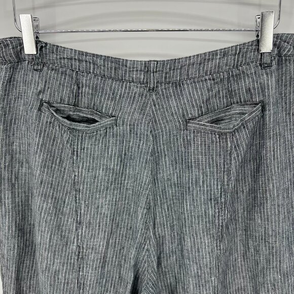 Sundance 100%‎ Linen Striped Pants Size 10 Wide Leg Gray Beachy Coastal - Picture 5 of 12